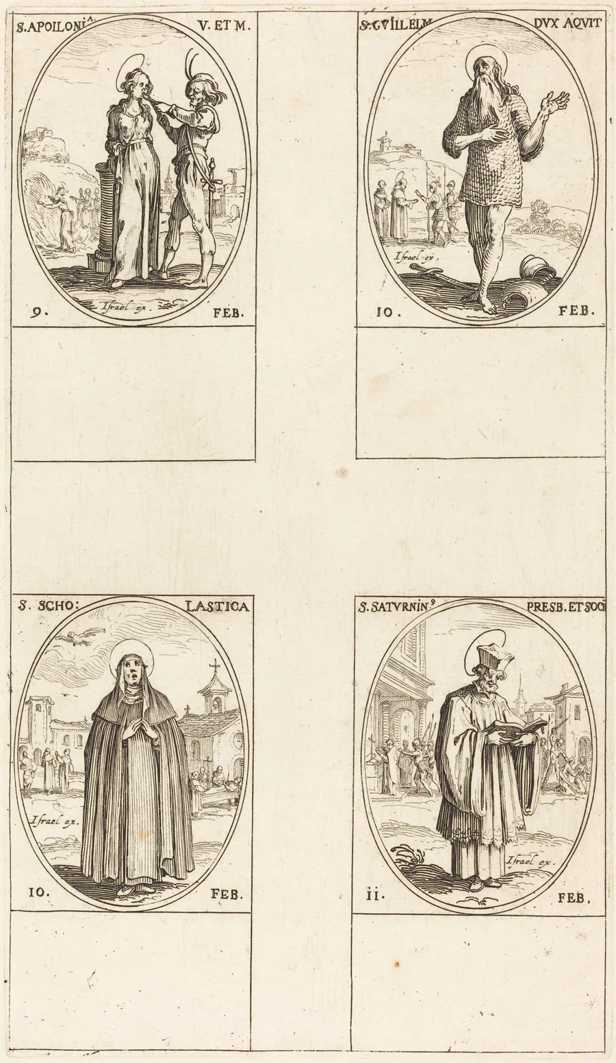 St. Apollonia; St. Guillaume; St. Scholastica; St. Saturnin by Jacques Callot