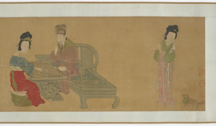 Emperor Minghuang and consort Yang Playing Weiqi by Formerly attributed to Qian Xuan 錢選 (late 13th century)