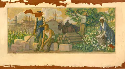 Abundance of Today (mural study, Clarksville, Tennessee Post Office)