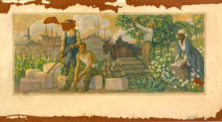Abundance of Today (mural study, Clarksville, Tennessee Post Office) by F. Luis Mora, born Montevideo, Uruguay 1874-died New York City 1940
