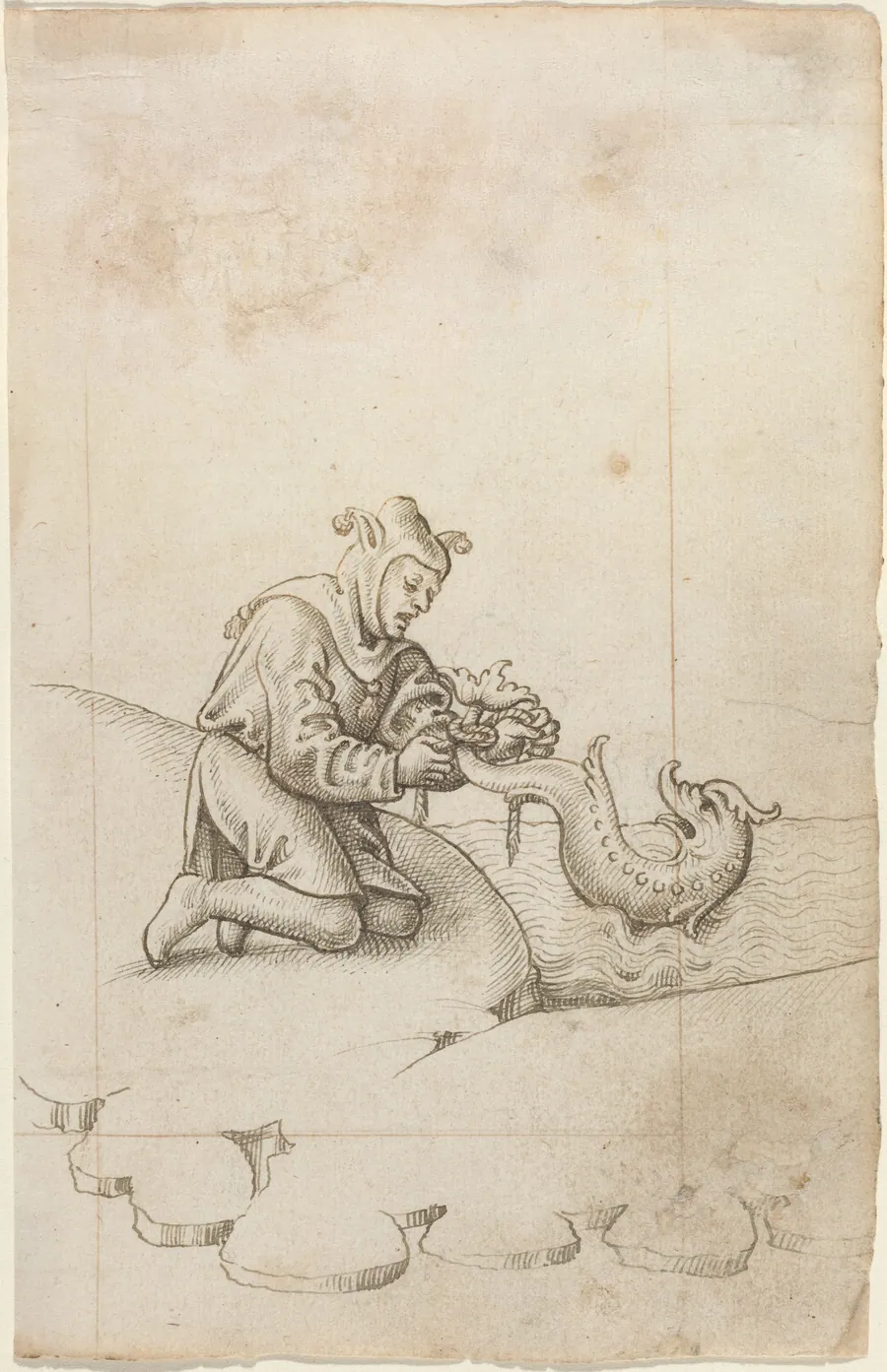 "You Are Tying a Dolphin by the Tail" [fol. 17 recto] by French early 16th Century