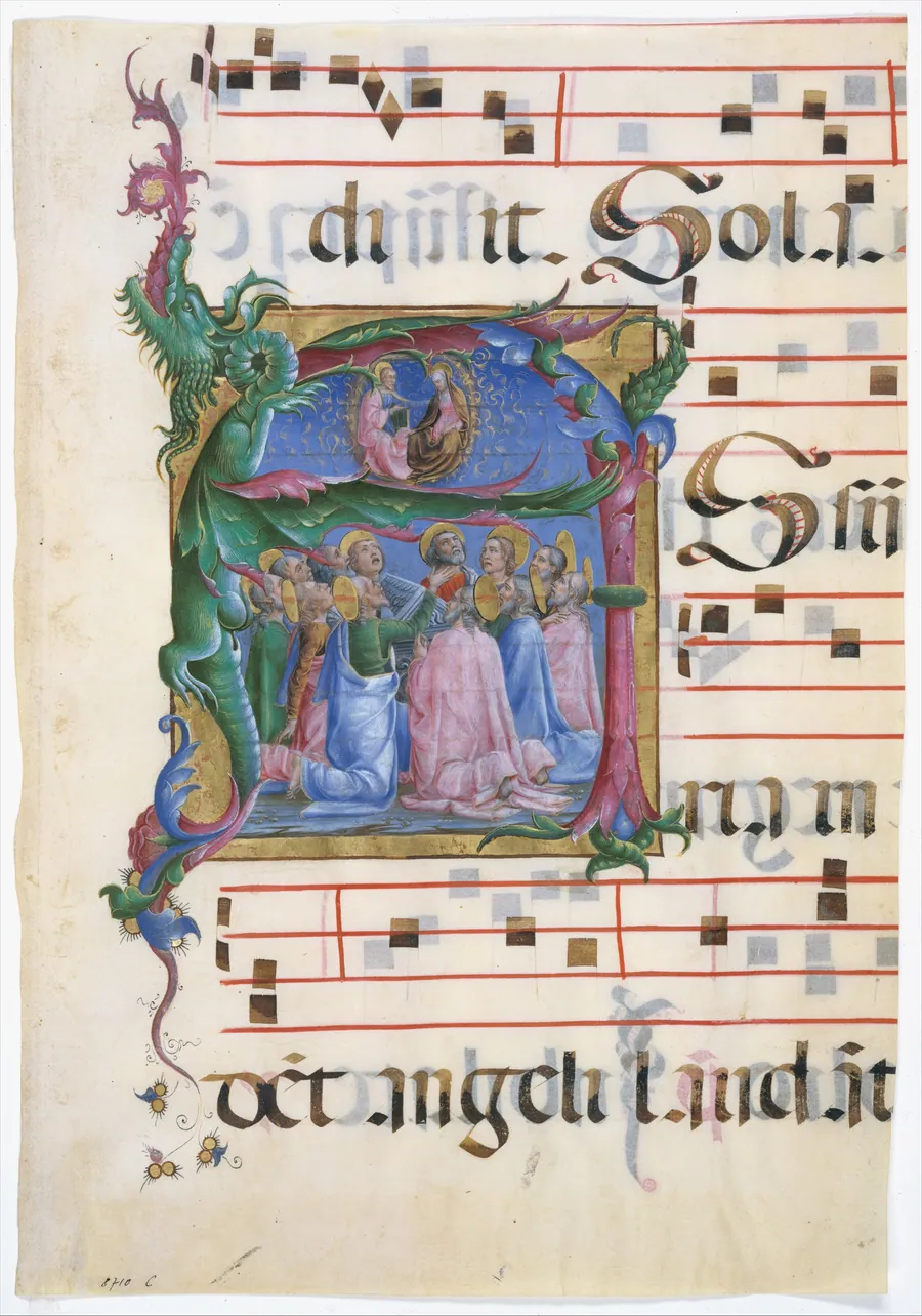 Manuscript Illumination with the Assumption of the Virgin in an Initial A, from an Antiphonary by Cosmè Tura (Cosimo di Domenico di Bonaventura)