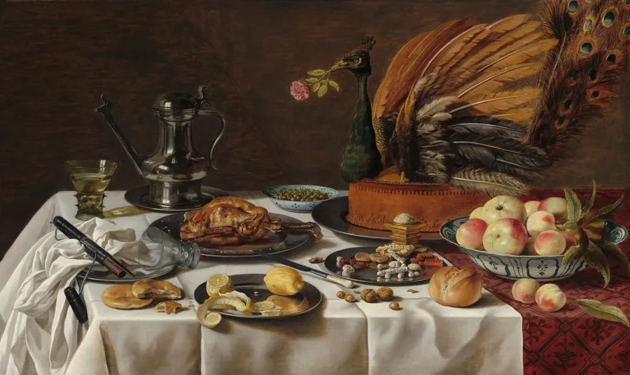 Still Life with Peacock Pie by Pieter Claesz