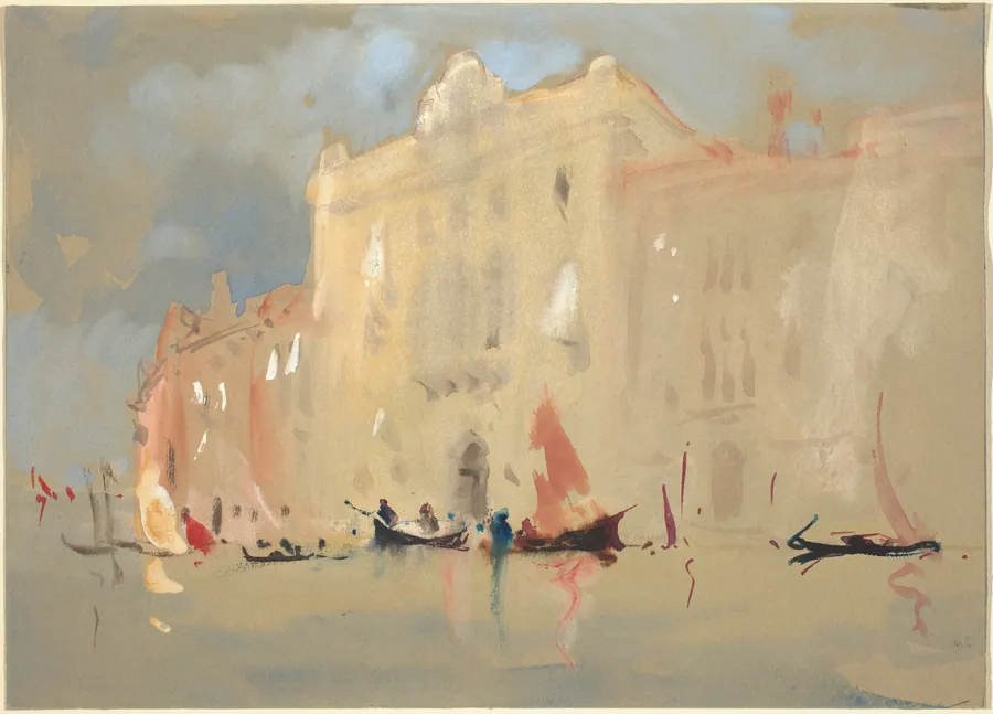 Gondolas Before a Palace on the Grand Canal in Venice by Hercules Brabazon Brabazon
