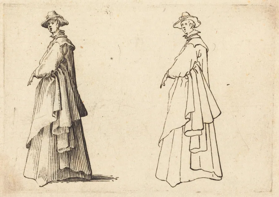 Lady in a Large Coat by Jacques Callot