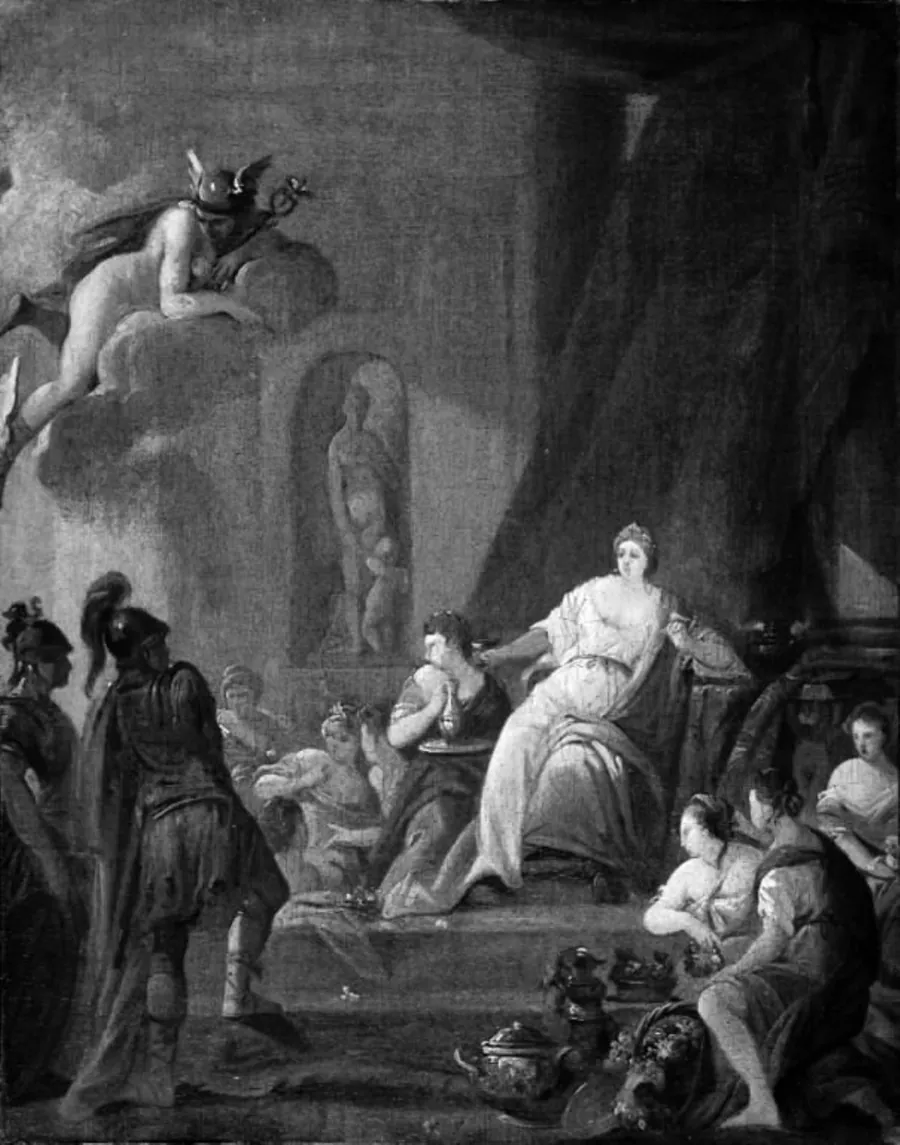 Hermes befaler Kalypso at frigive Odysseus by Johan Mandelberg