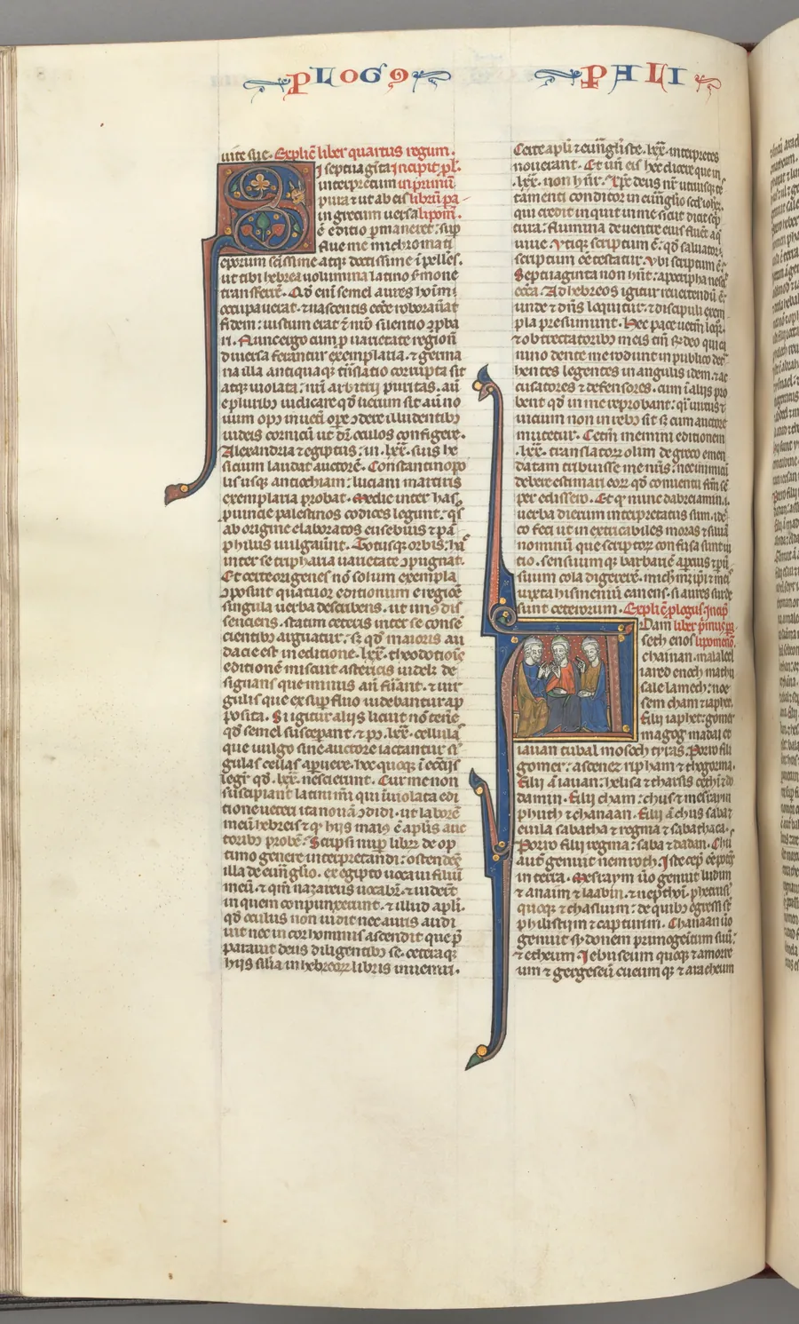 Fol. 148v, Chronicles I, historiated initial A, three descendants of Adam