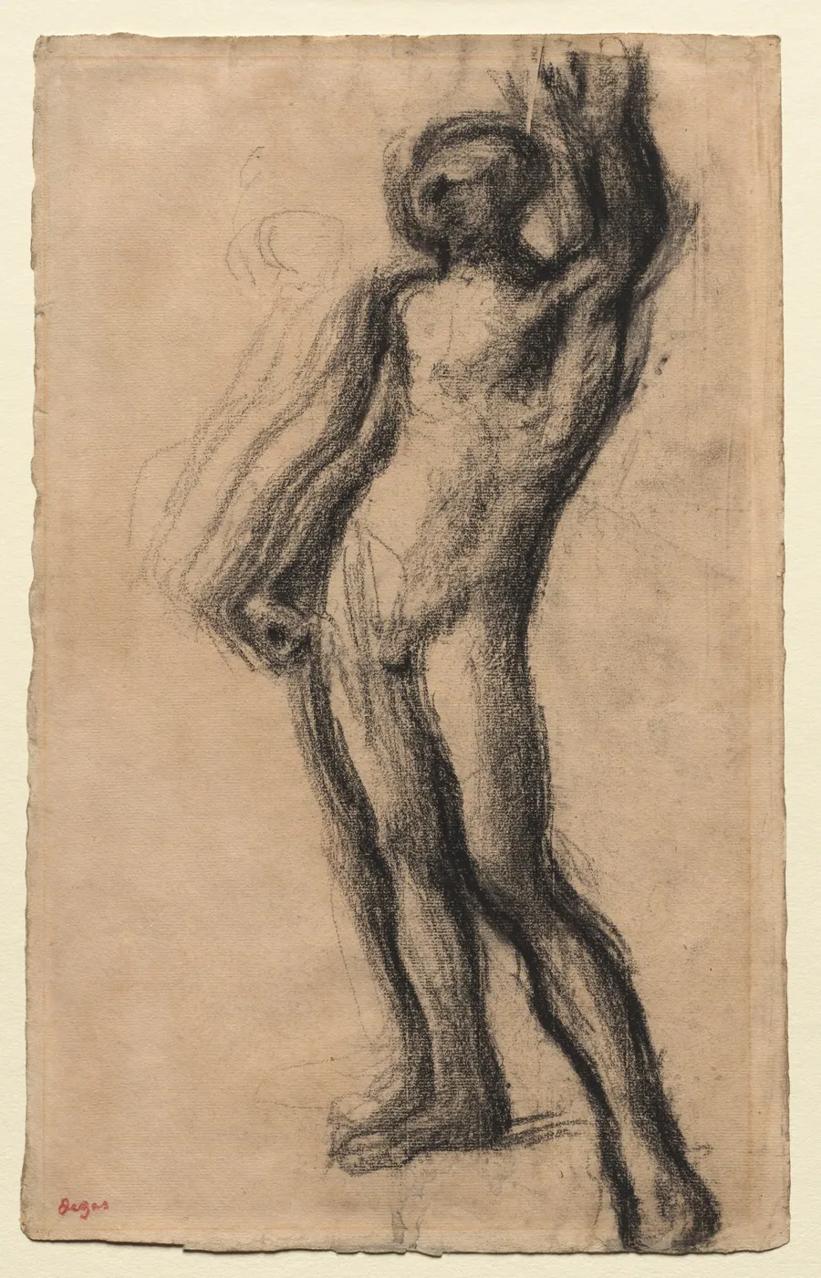 Nude Man Standing, with Left Hand Raised by Edgar Degas