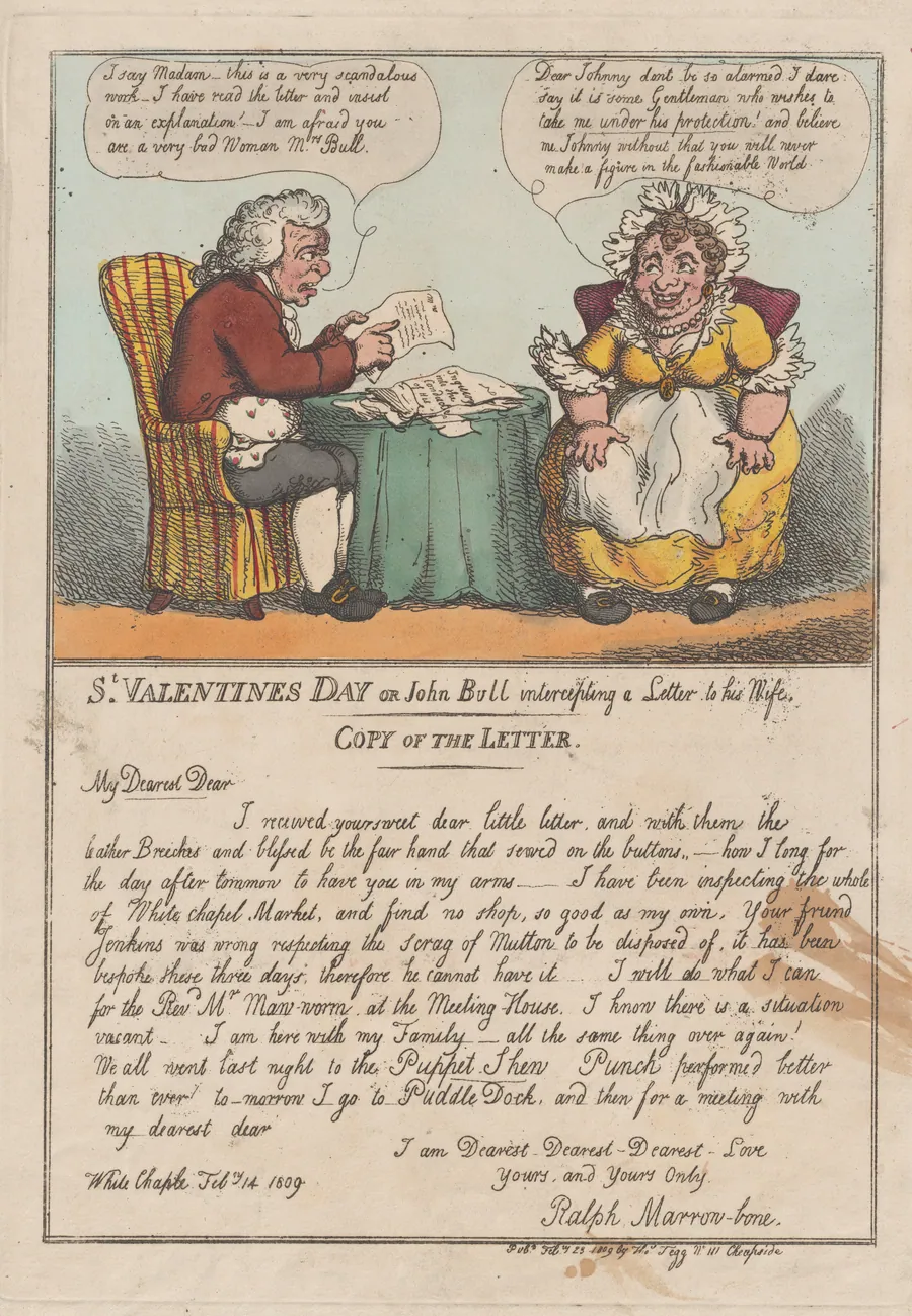 St. Valentine's Day or John Bull intercepting a Letter to his Wife by Thomas Rowlandson