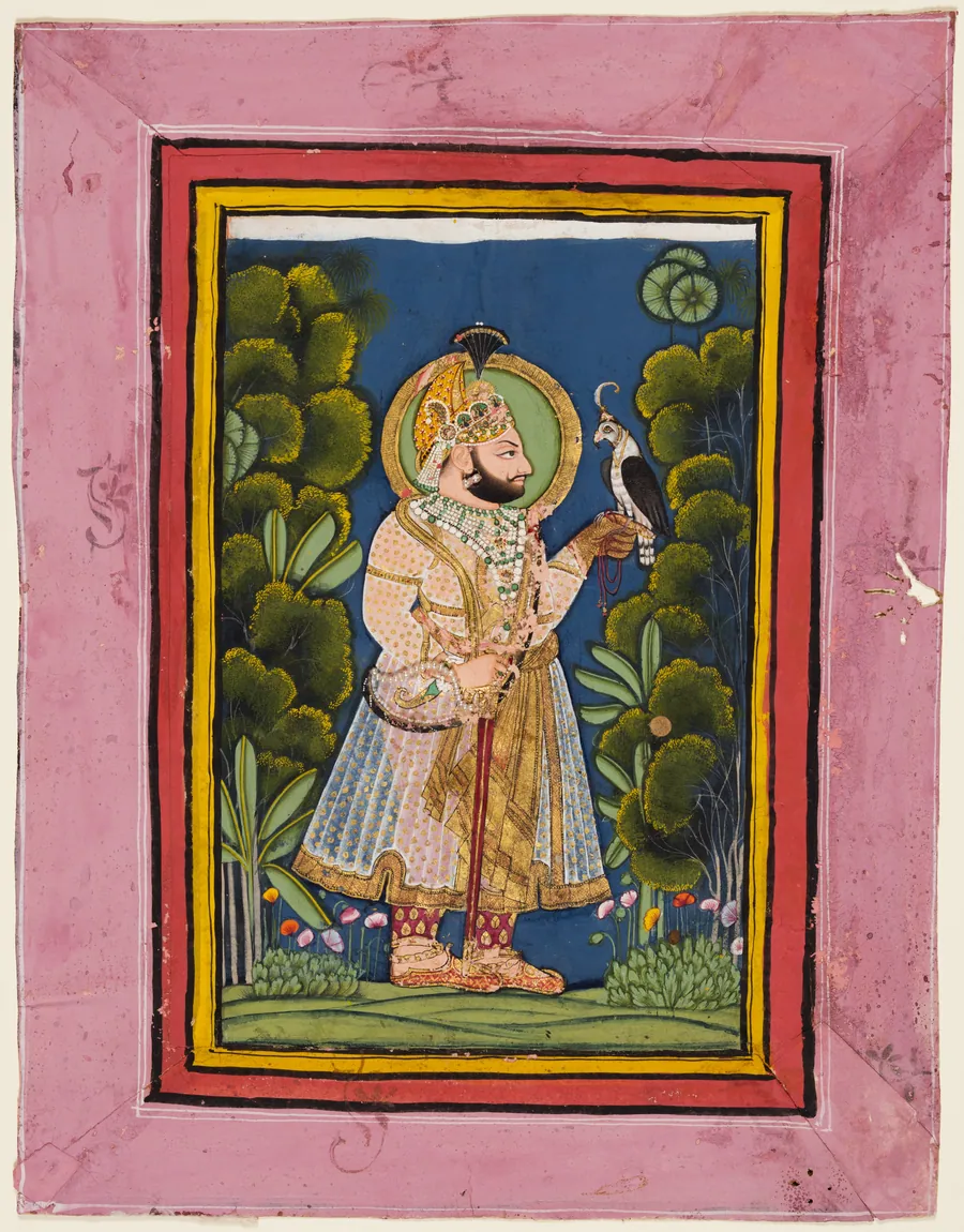 Maharana Jawan Singh of Mewar (r. 1828–38) Holding a Falcon by Ghasi