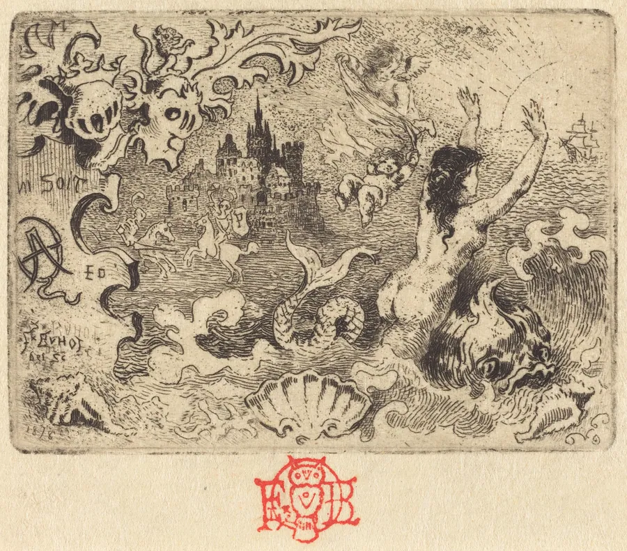Jacques Cazotte's "Le Diable amoureux" (2nd vignette) by Félix-Hilaire Buhot