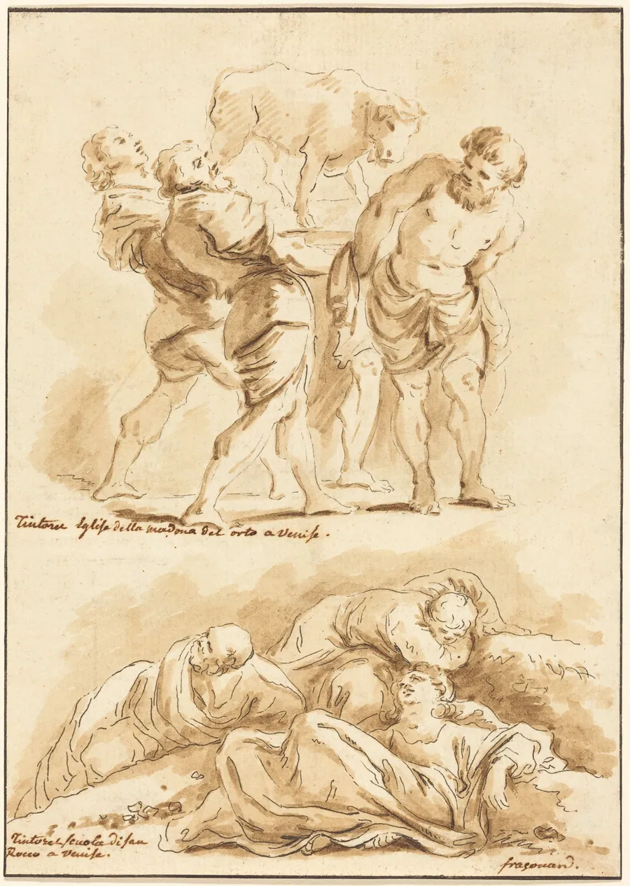 Worship of the Golden Calf and Christ on the Mount of Olives by Jean-Claude-Richard, Abbé de Saint-Non