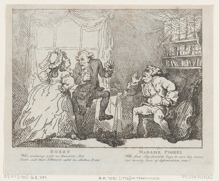 Bozzy and Madame Piozzi (Frontispiece, "Bozzy and Piozzi" by Peter Pindar) by John Wolcot