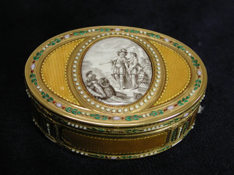 Snuffbox with miniature depicting departure of Telemachus from Egypt by Charles Ouizille