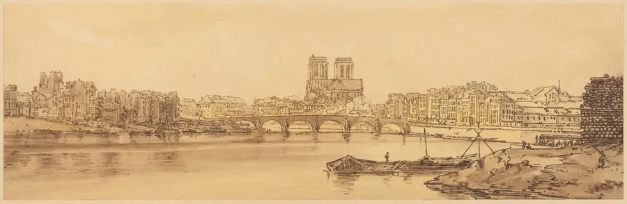 View of Pont de la Tournelle and Notre Dame Taken from the Arsnel: pl.11 by Thomas Girtin