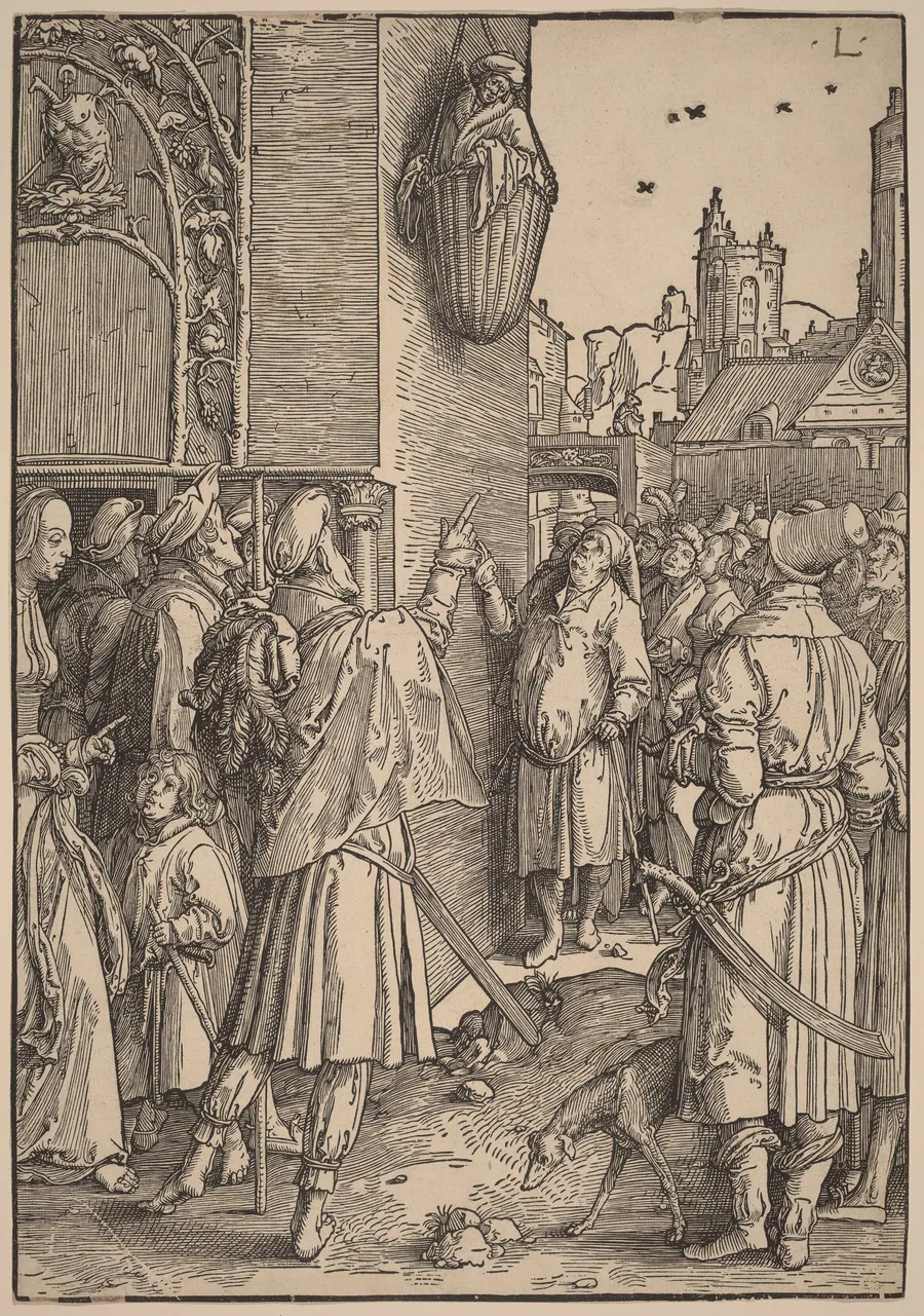 The Poet Virgil Suspended in a Basket by Lucas van Leyden