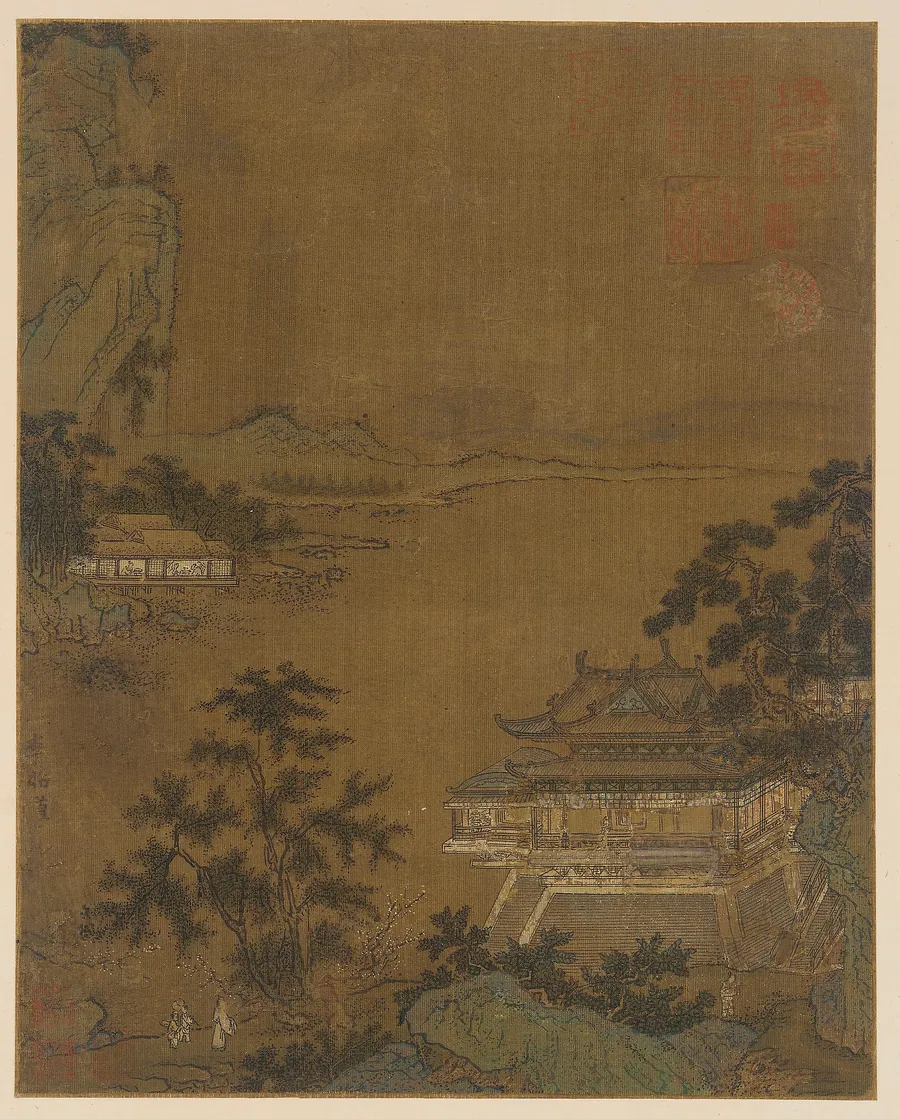 Scholar arriving at a riverside pavilion by Follower of Shi Rui 石銳 (ca. 1426-1470)
