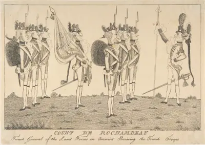 Count de Rochambeau, French General of the Land Forces in America Reviewing the French Troops