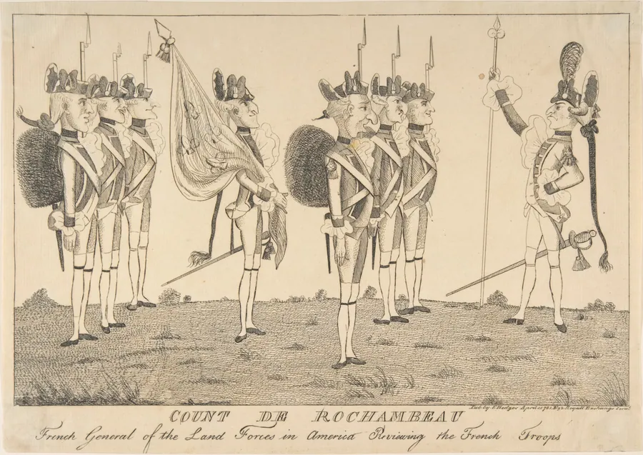 Count de Rochambeau, French General of the Land Forces in America Reviewing the French Troops by Jean-Baptiste Donatien de Vimeur, comte de Rochambeau