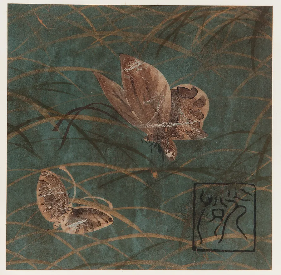 Butterflies and grasses by Attributed to Hon'ami Koetsu 本阿弥光悦 (1558-1637)