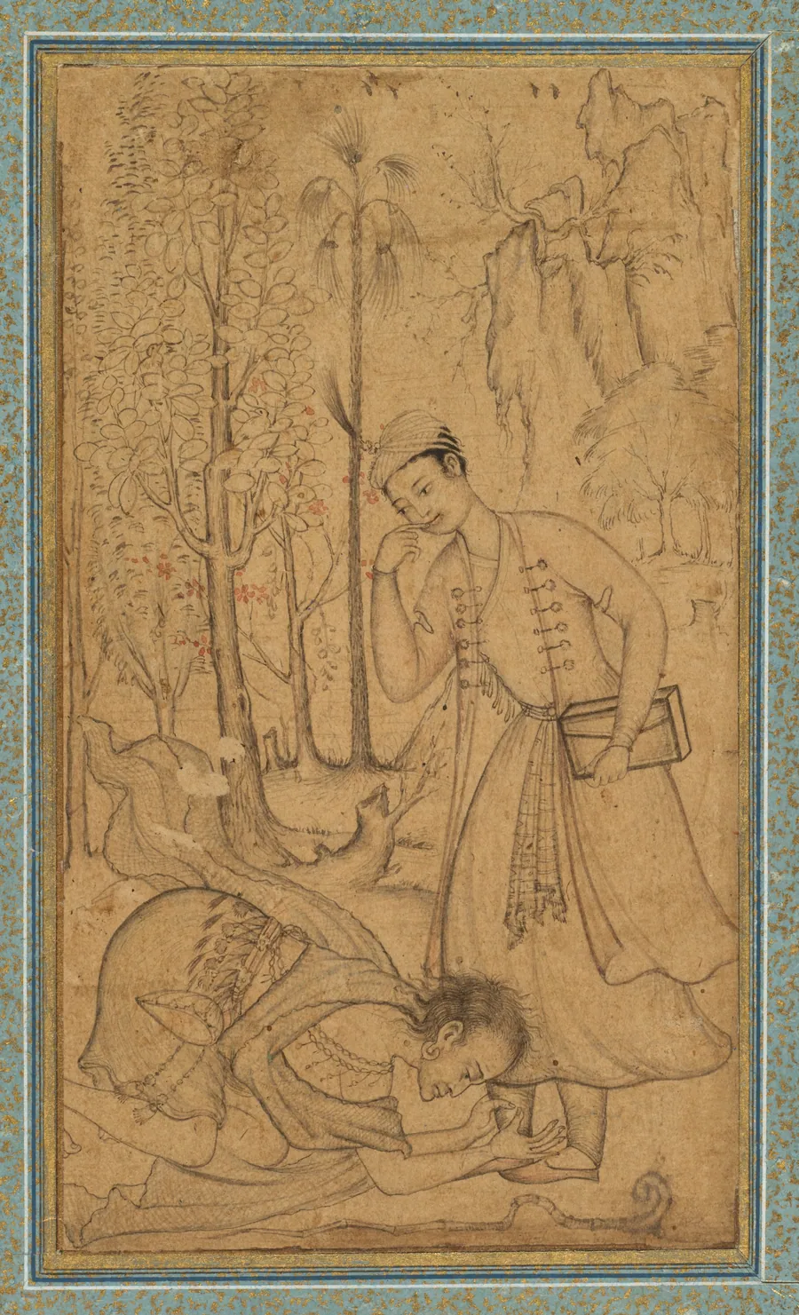 A holy man prostrating himself before a learned prince by Manohar