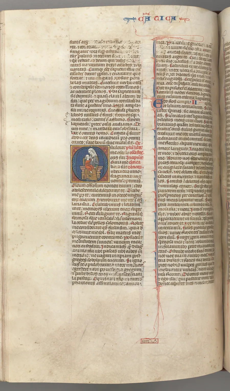 Fol. 249v, Song of Songs, historiated initial O, theVirgin and Child