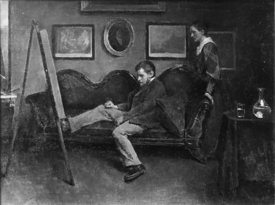Maleren. En kunstner betragter sammen med sin hustru sit værk by P.A. Schou