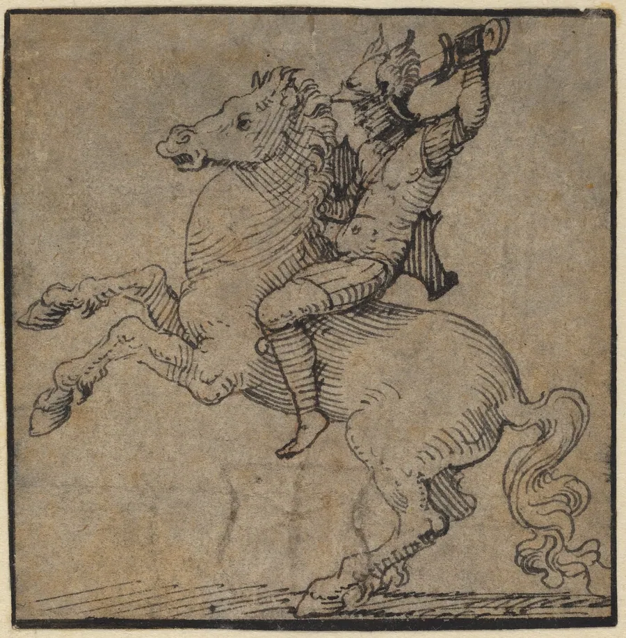 Warrior in Renaissance Armor on a Rearing Horse by Peter Vischer the Younger