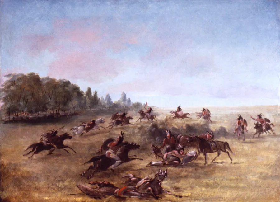 Mounted War Party Scouring a Thicket by George Catlin, born Wilkes-Barre, PA 1796-died Jersey City, NJ 1872