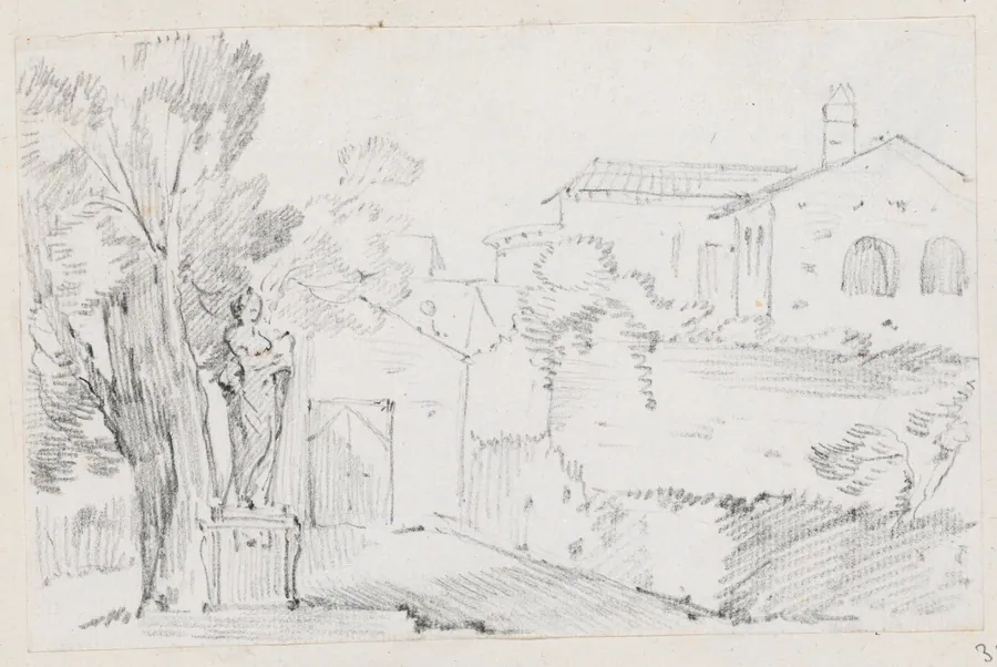 Corner of an Italian Garden with a Church Beyond by Joseph-Marie Vien