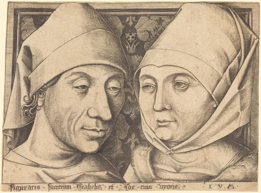Double Portrait of Israhel van Meckenem and His Wife Ida by Israhel van Meckenem