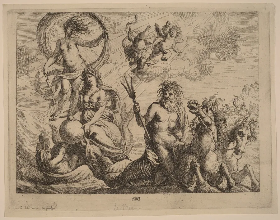 Neptune with Two Horses on the Sea by Cornelis Schut I