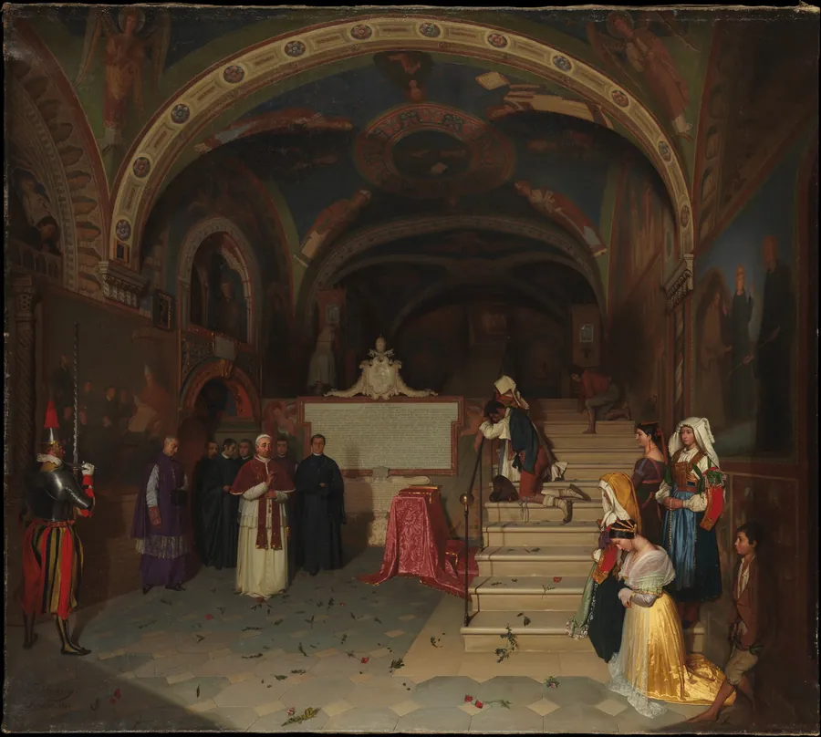 Pope Gregory XVI Visiting the Church of San Benedetto at Subiaco by Jean-François Montessuy