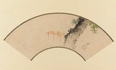 A tree and four red torii
