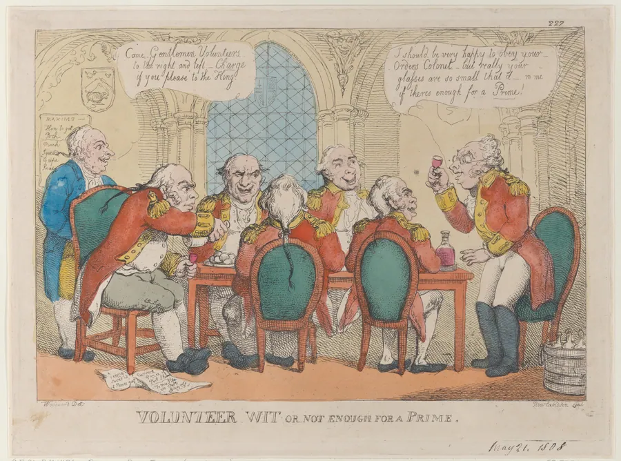 Volunteer Wit or Not Enough for a Prime by Thomas Rowlandson