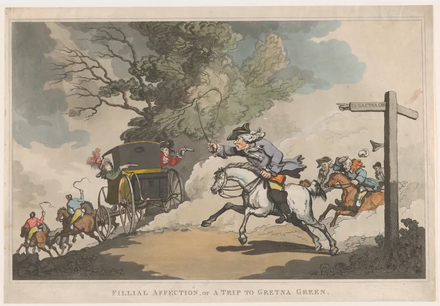 Filial Affection, or a Trip to Gretna Green by Thomas Rowlandson