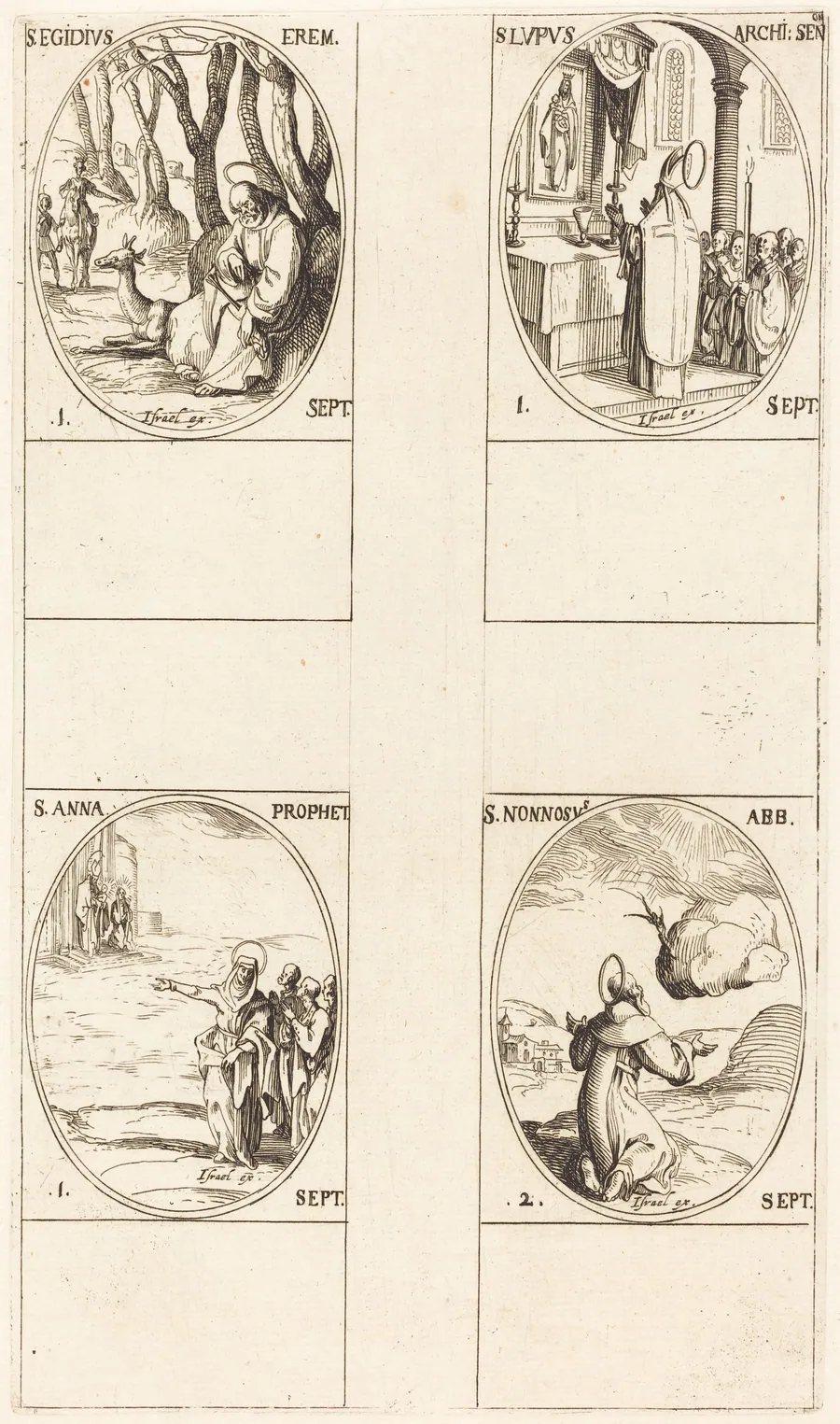 St. Giles; St. Lupus; St. Anne; St. Nonnosus by Jacques Callot