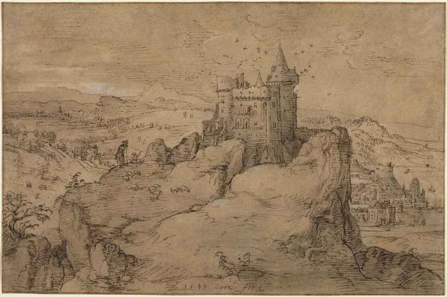 Landscape with Castle above a Harbor by Matthys Cock