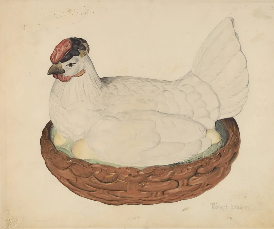 Hen on Nest by Robert Gilson
