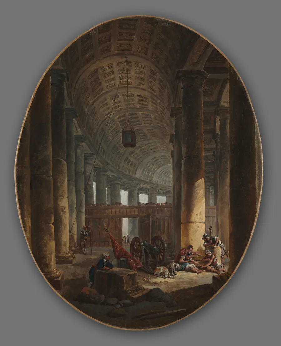 The Colonnade of St. Peter's, Rome, during the Conclave by Hubert Robert