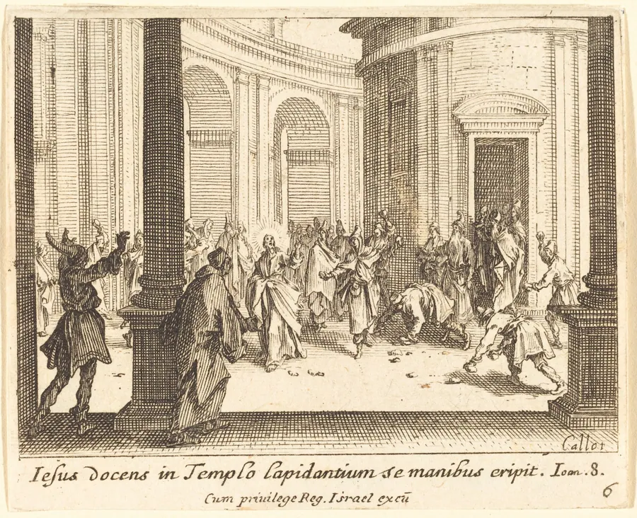 Stoning of Jesus by Jacques Callot