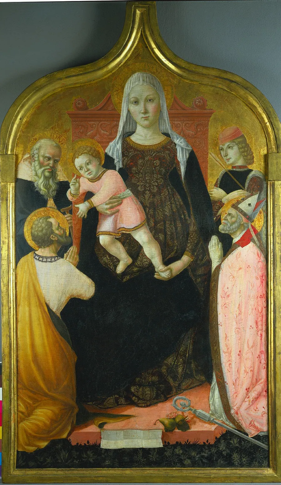 Virgin and Child, with Saints Anthony Abbott, Mark, Severino, and Sebastian by Lorenzo da Sanseverino