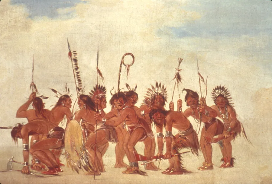 Braves' Dance at Fort Snelling by George Catlin, born Wilkes-Barre, PA 1796-died Jersey City, NJ 1872