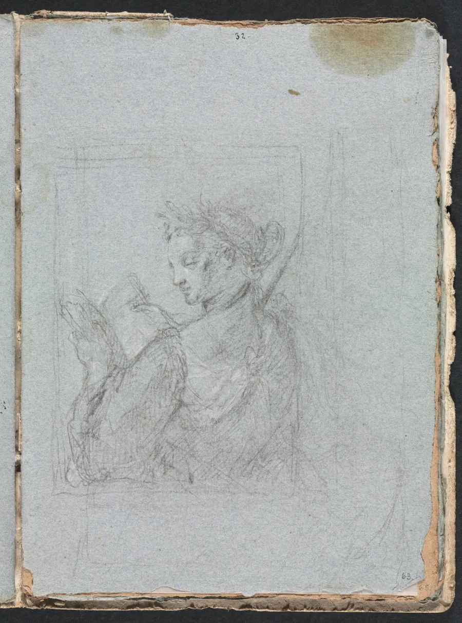 Verona Sketchbook: Female figure with open book (page 63) by Francesco Lorenzi
