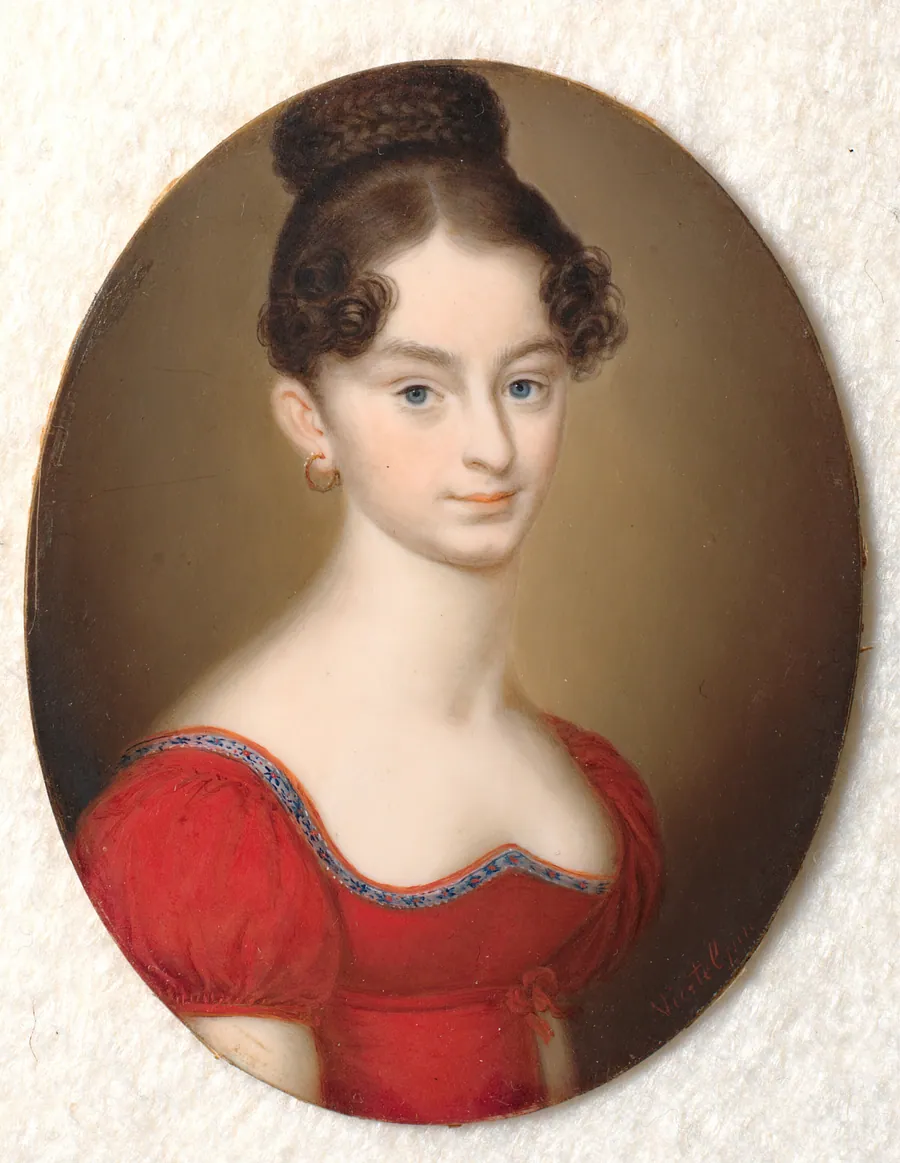 Ubekendt dame i rød kjole by Carl Viertel