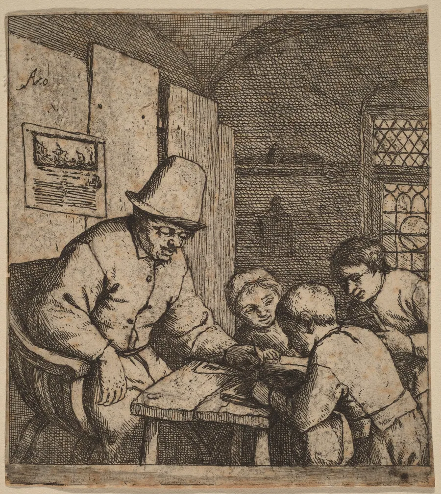 Village Schoolmaster with Three Pupils by Adriaen van Ostade