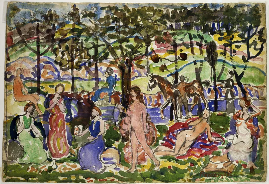 Park Scene by Maurice Prendergast, born St. John's, Newfoundland 1858-died New York City 1924