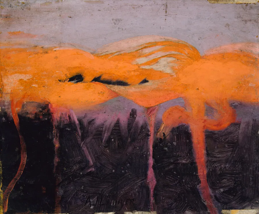 Red Flamingoes, study for book Concealing Coloration in the Animal Kingdom by Abbott Handerson Thayer, born Boston, MA 1849-died Dublin, NH 1921