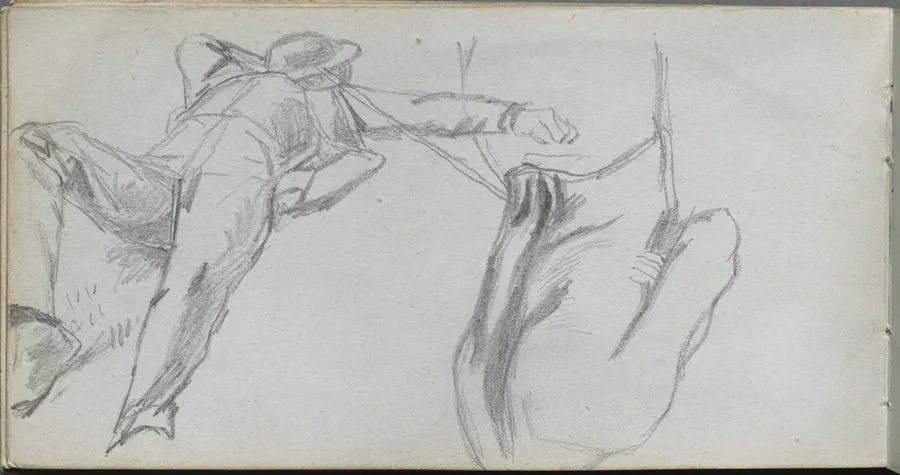 Sketchbook, page 58: Reclining Figure and Figure from Behind by Ernest Meissonier