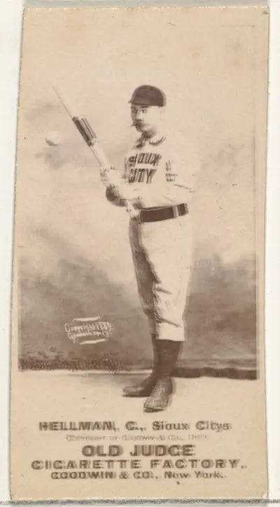 Anthony Joseph "Tony" Hellman, Catcher, Sioux City Corn Huskers, from the Old Judge series (N172) for Old Judge Cigarettes